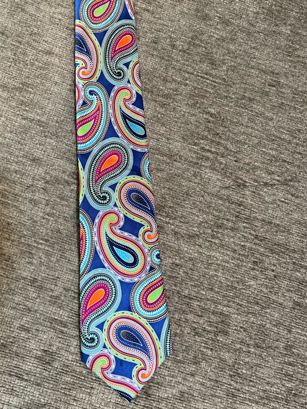 Geoffrey Beene Navy Paisley Silk Tie with Bright Multicolor Accents. 0021 - Picture 2 of 7